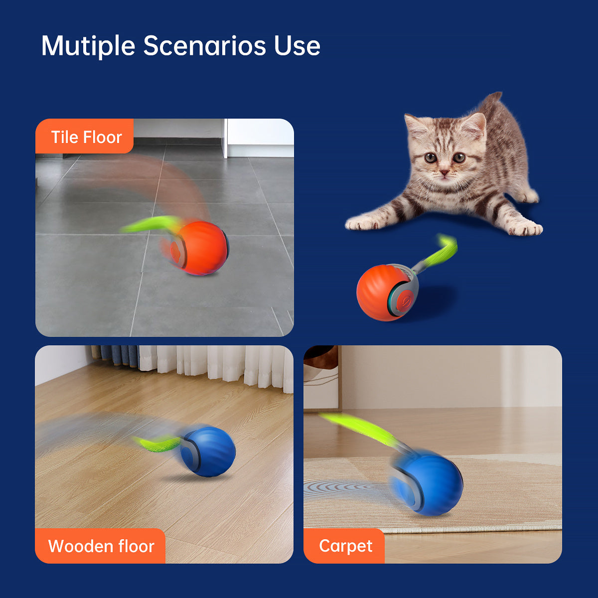 Pawsy - Interaktiver Katzenspielball – USB-C Wiederaufladbar