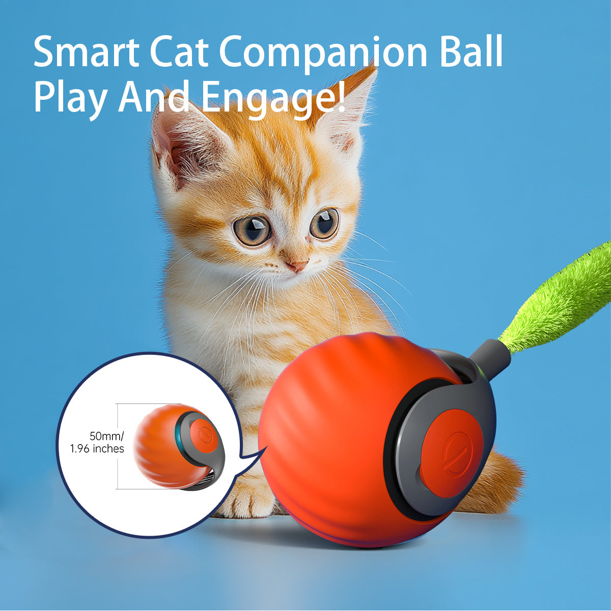 Pawsy - Interaktiver Katzenspielball – USB-C Wiederaufladbar